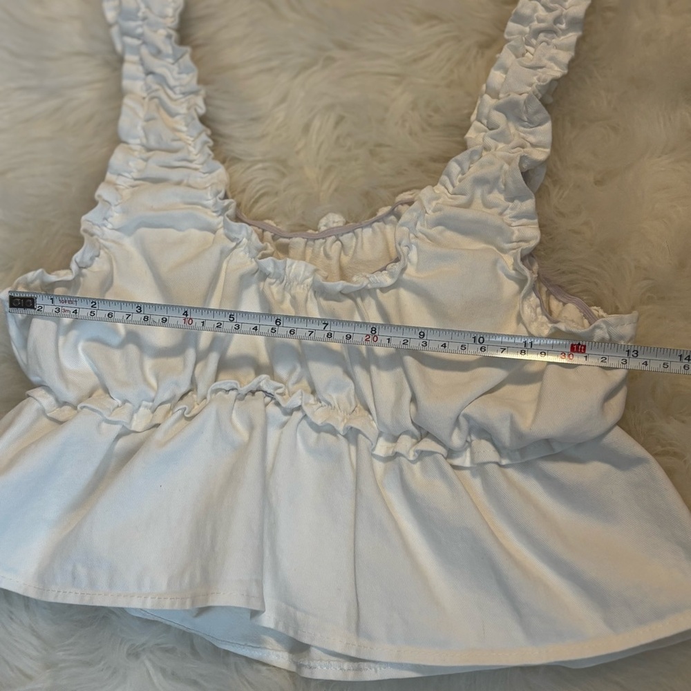 White Ruffled Women's Top - Picture 3 of 4